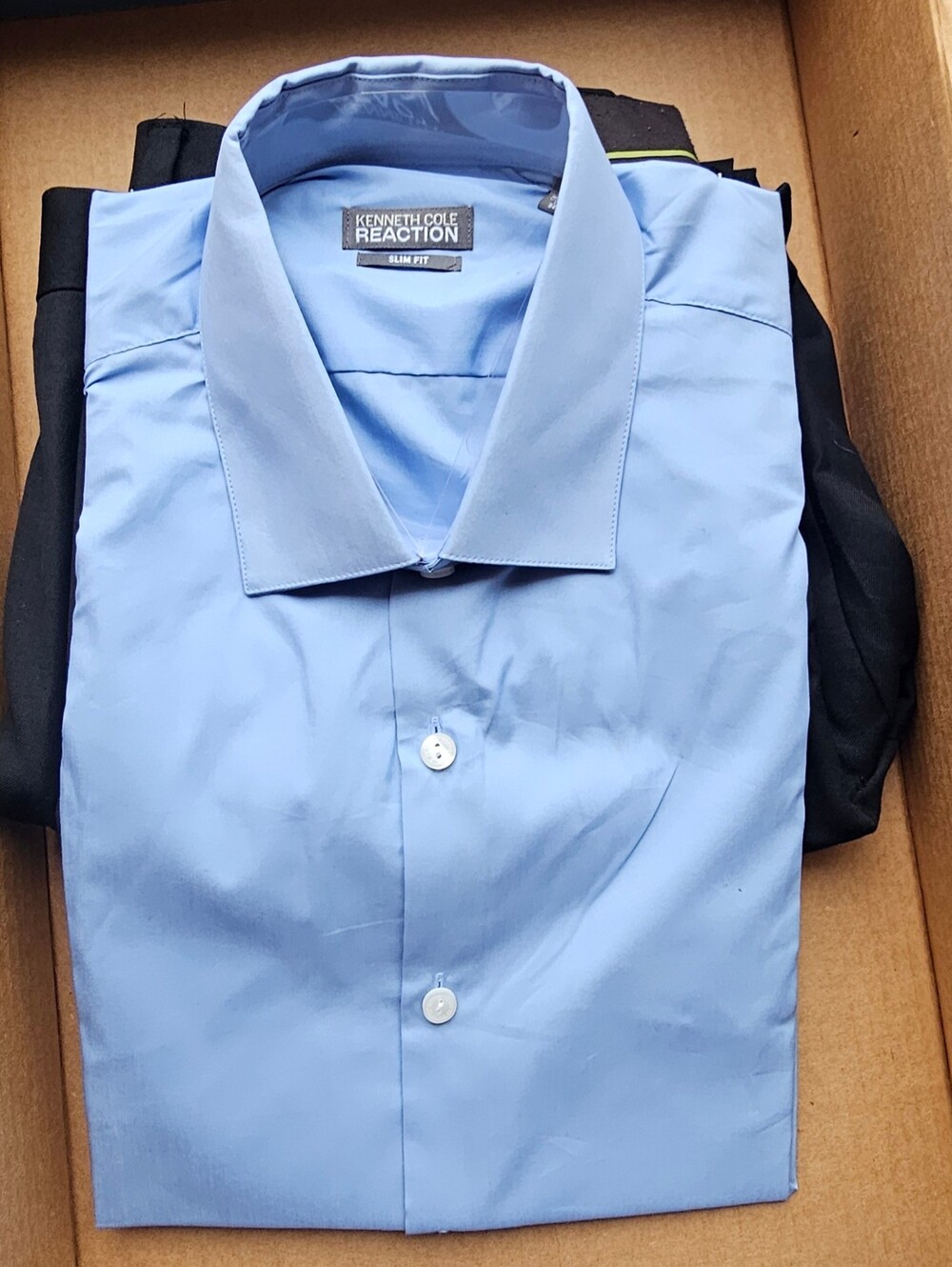 Kenneth Cole Blue Slim Fit Dress Shirt & Black Dress Pants Combo Set